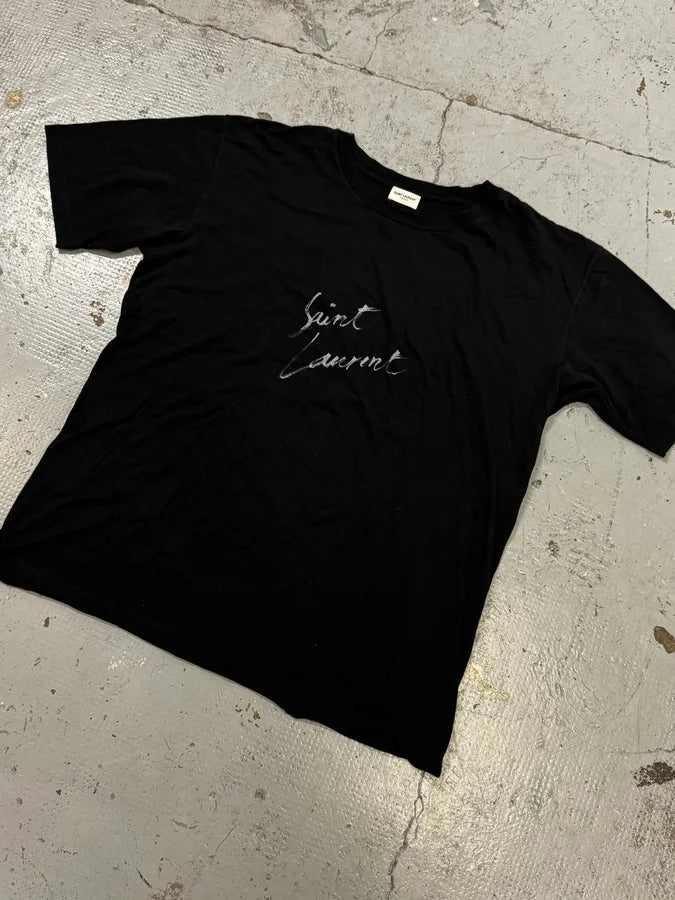 Saint Laurent Black Signature Logo T-Shirt lcqTqyt 4