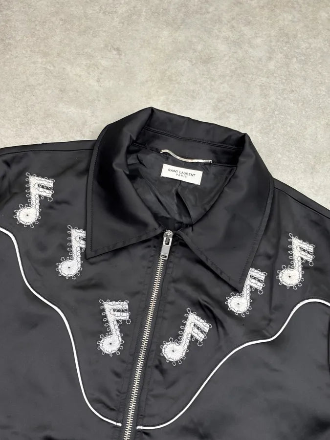 AW2012 Saint Laurent Black Silk Musical Note Embroidered Vest by Hedi Slimane ZoxCpvr 3