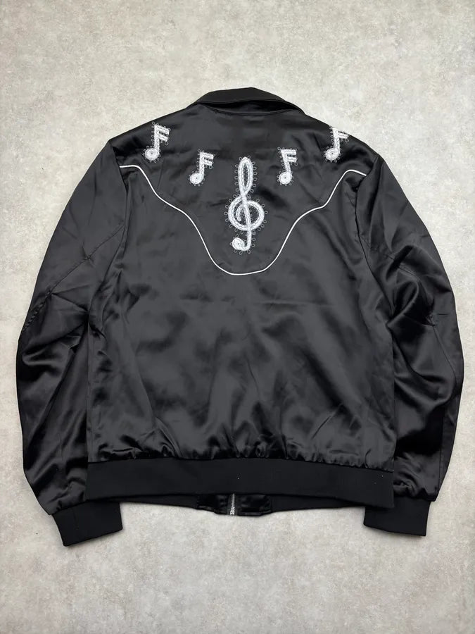 AW2012 Saint Laurent Black Silk Musical Note Embroidered Vest by Hedi Slimane ZoxCpvr 4