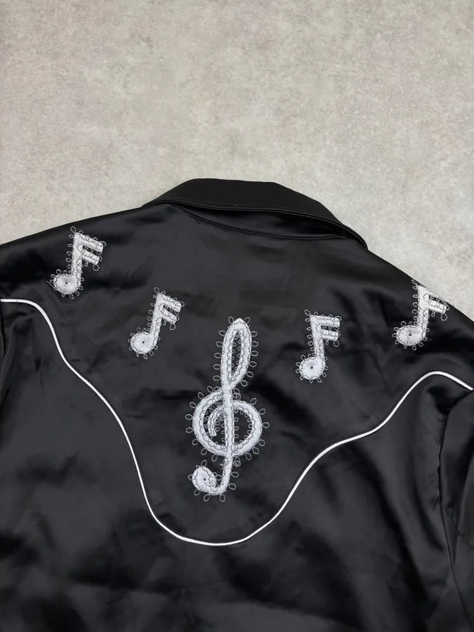 AW2012 Saint Laurent Black Silk Musical Note Embroidered Vest by Hedi Slimane ZoxCpvr 5
