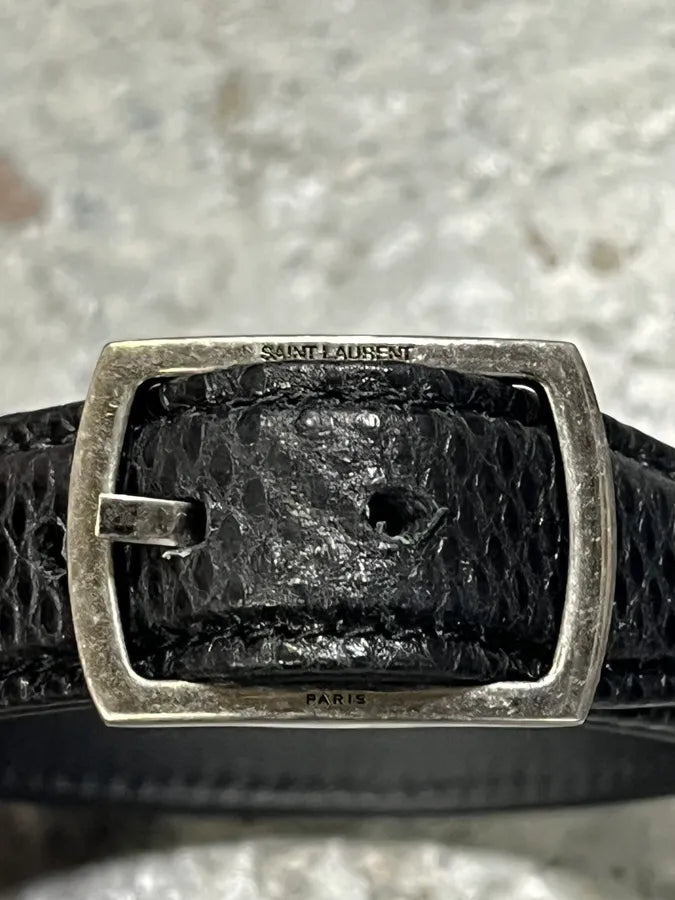Saint Laurent Black Snakeskin Leather Effect Bracelet xJExbZQ 4