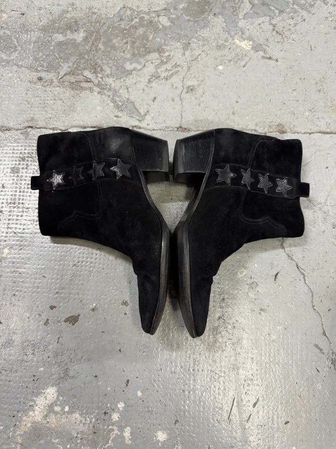 Saint Laurent Black Star Suede Leather Boots (41eu/us8) UbLMJhm 2