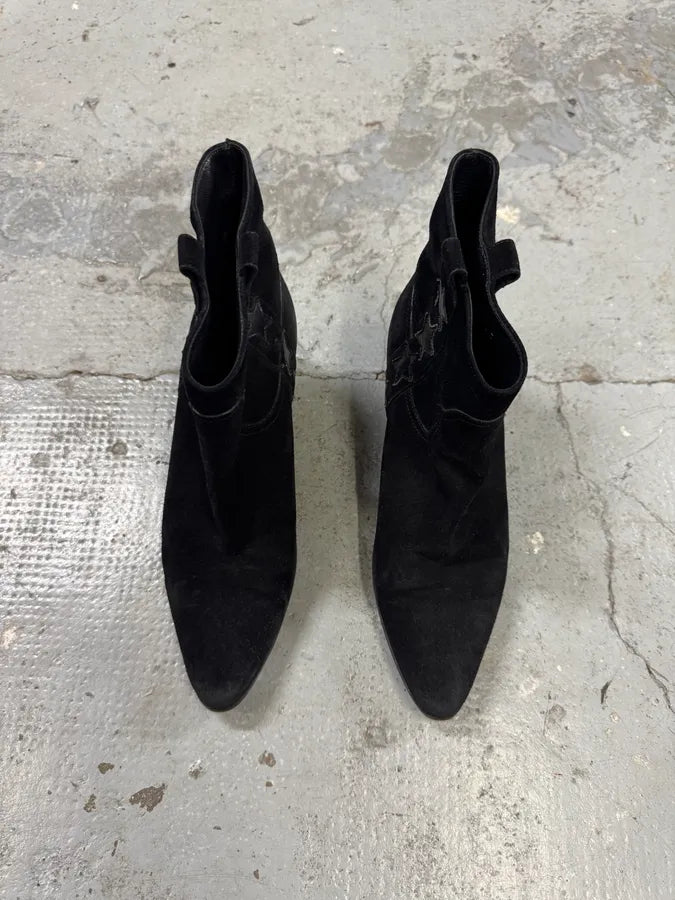 Saint Laurent Black Star Suede Leather Boots (41eu/us8) UbLMJhm 4
