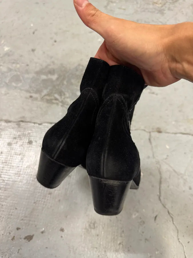 Saint Laurent Black Star Suede Leather Boots (41eu/us8) UbLMJhm 5