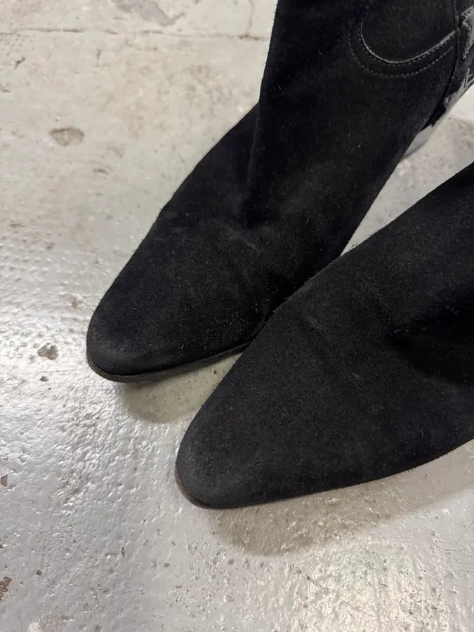 Saint Laurent Black Star Suede Leather Boots (41eu/us8) UbLMJhm 6