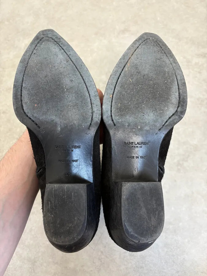 2010s Saint Laurent Black Suede Leather Ankle Boots nsmrYfI 8