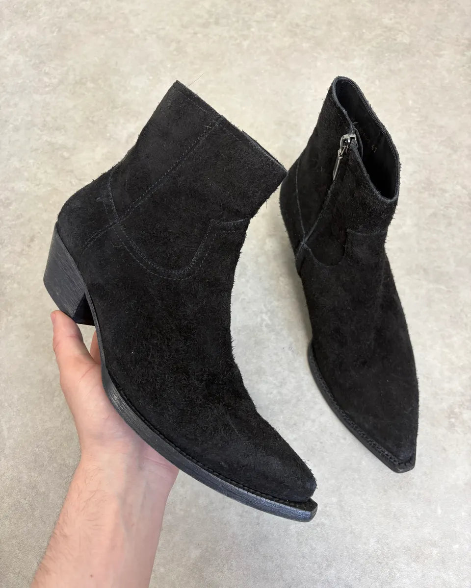 2010s Saint Laurent Black Suede Leather Ankle Boots nsmrYfI 0