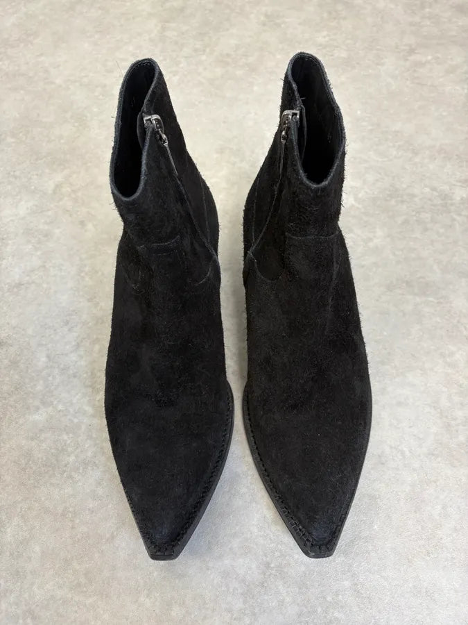 2010s Saint Laurent Black Suede Leather Ankle Boots nsmrYfI 1