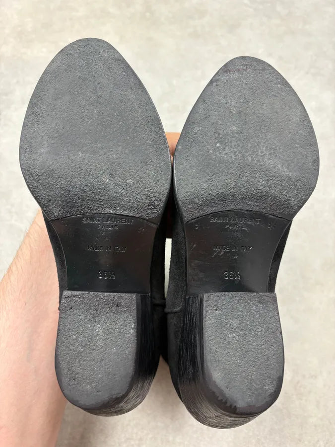 Saint Laurent Black Suede Cowboy Boots gVIRrRz 7