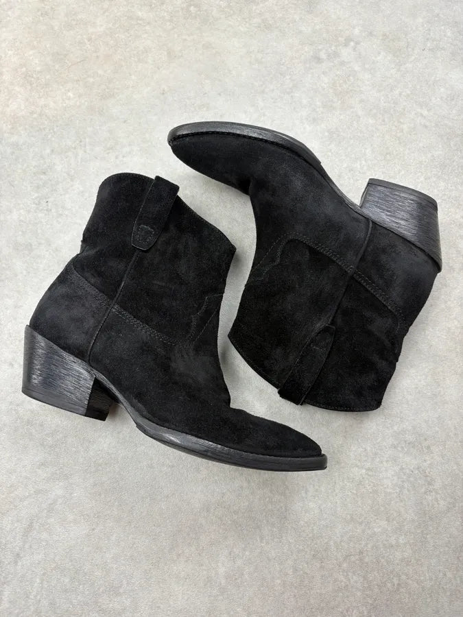 Saint Laurent Black Suede Cowboy Boots gVIRrRz 5