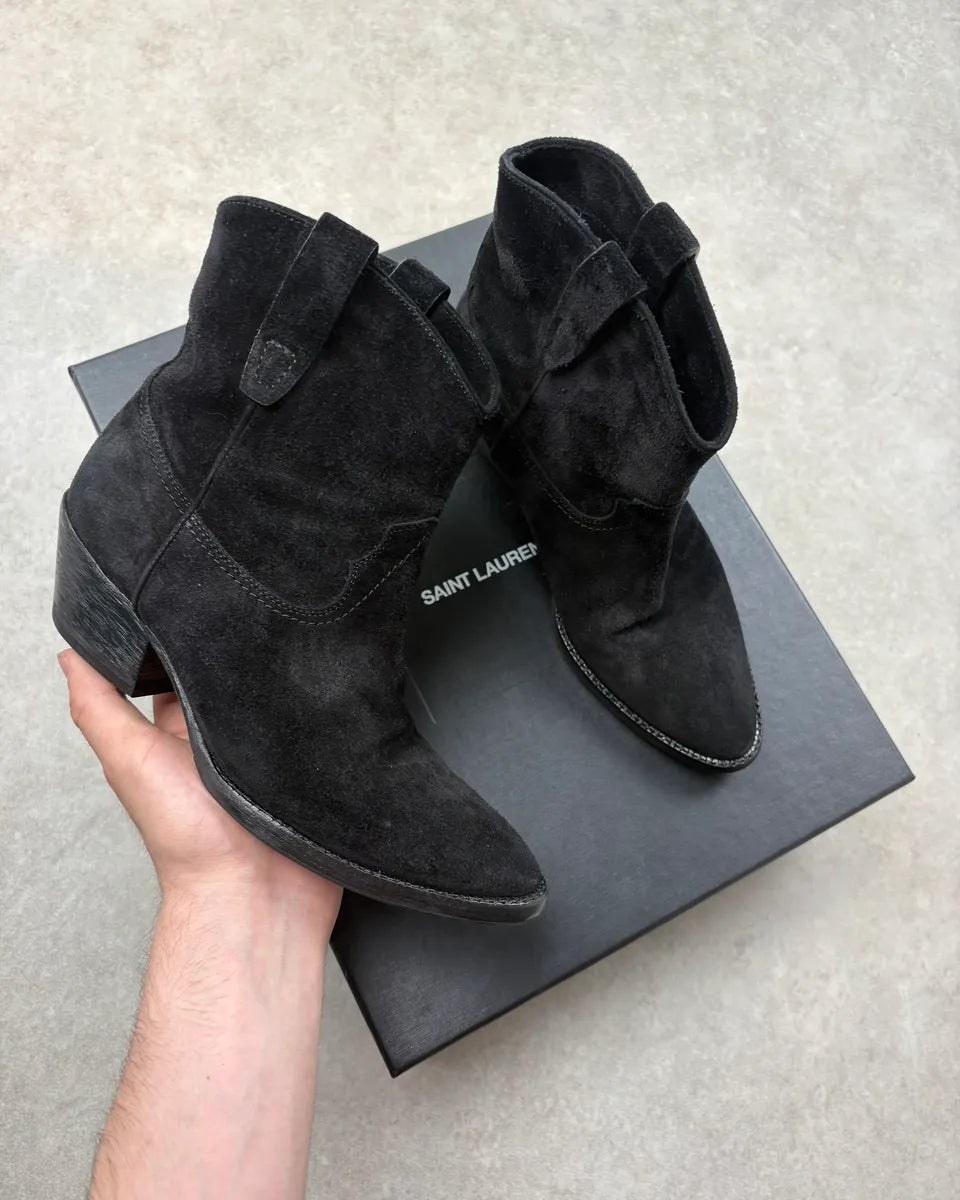 Saint Laurent Black Suede Cowboy Boots gVIRrRz 0