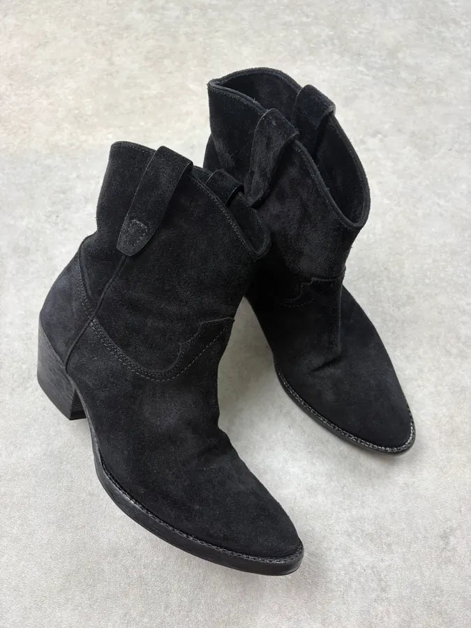 Saint Laurent Black Suede Cowboy Boots gVIRrRz 3