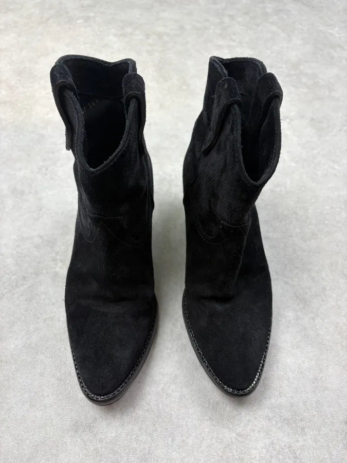 Saint Laurent Black Suede Cowboy Boots gVIRrRz 1