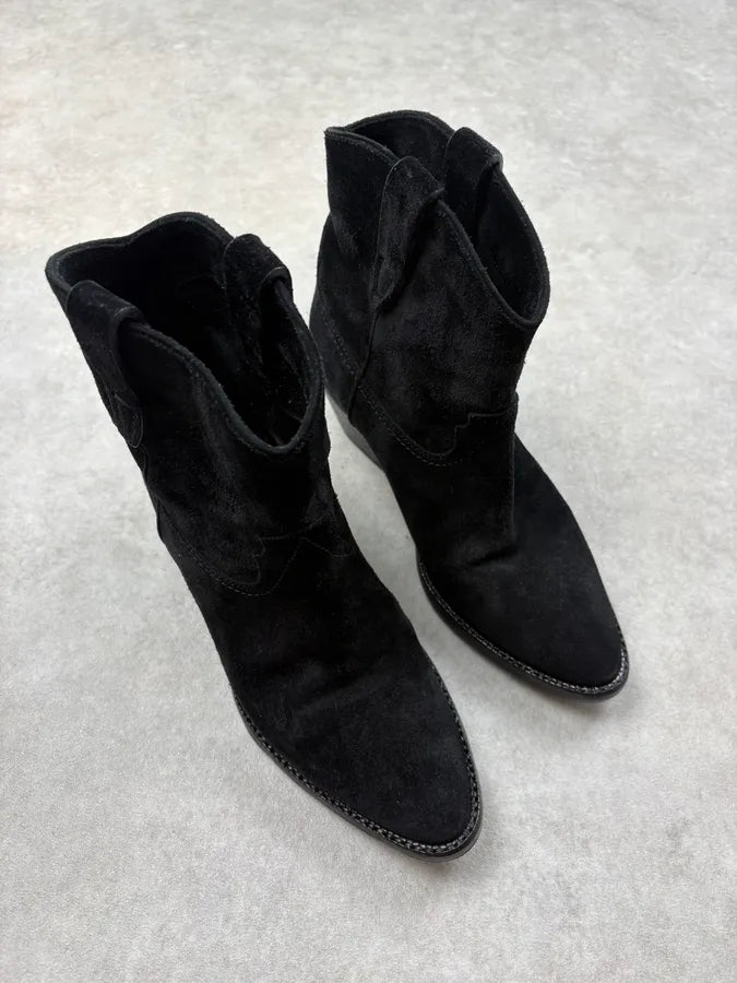 Saint Laurent Black Suede Cowboy Boots gVIRrRz 4