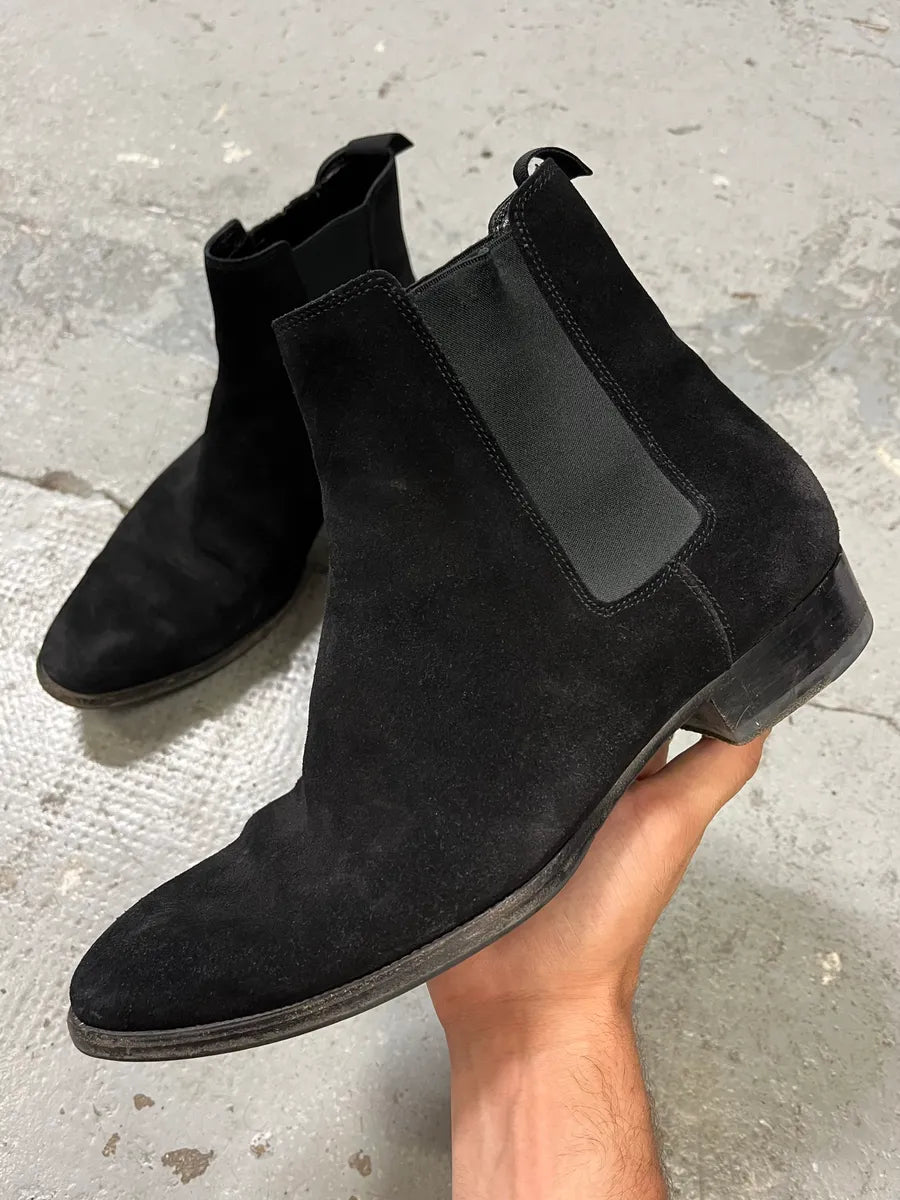 Saint Laurent Black Suede Leather Ankle Boots xcCbeMt 0