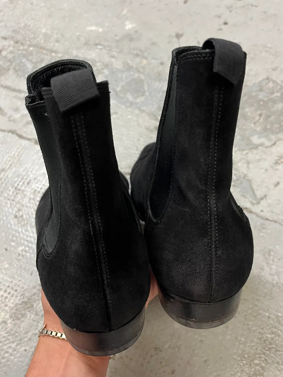 Saint Laurent Black Suede Leather Ankle Boots xcCbeMt 5