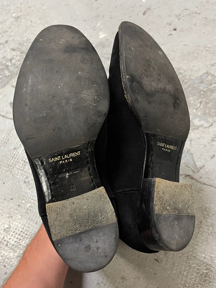 Saint Laurent Black Suede Leather Ankle Boots xcCbeMt 6