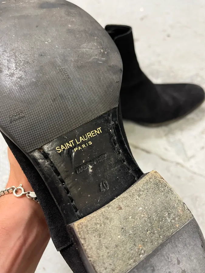 Saint Laurent Black Suede Leather Ankle Boots xcCbeMt 7