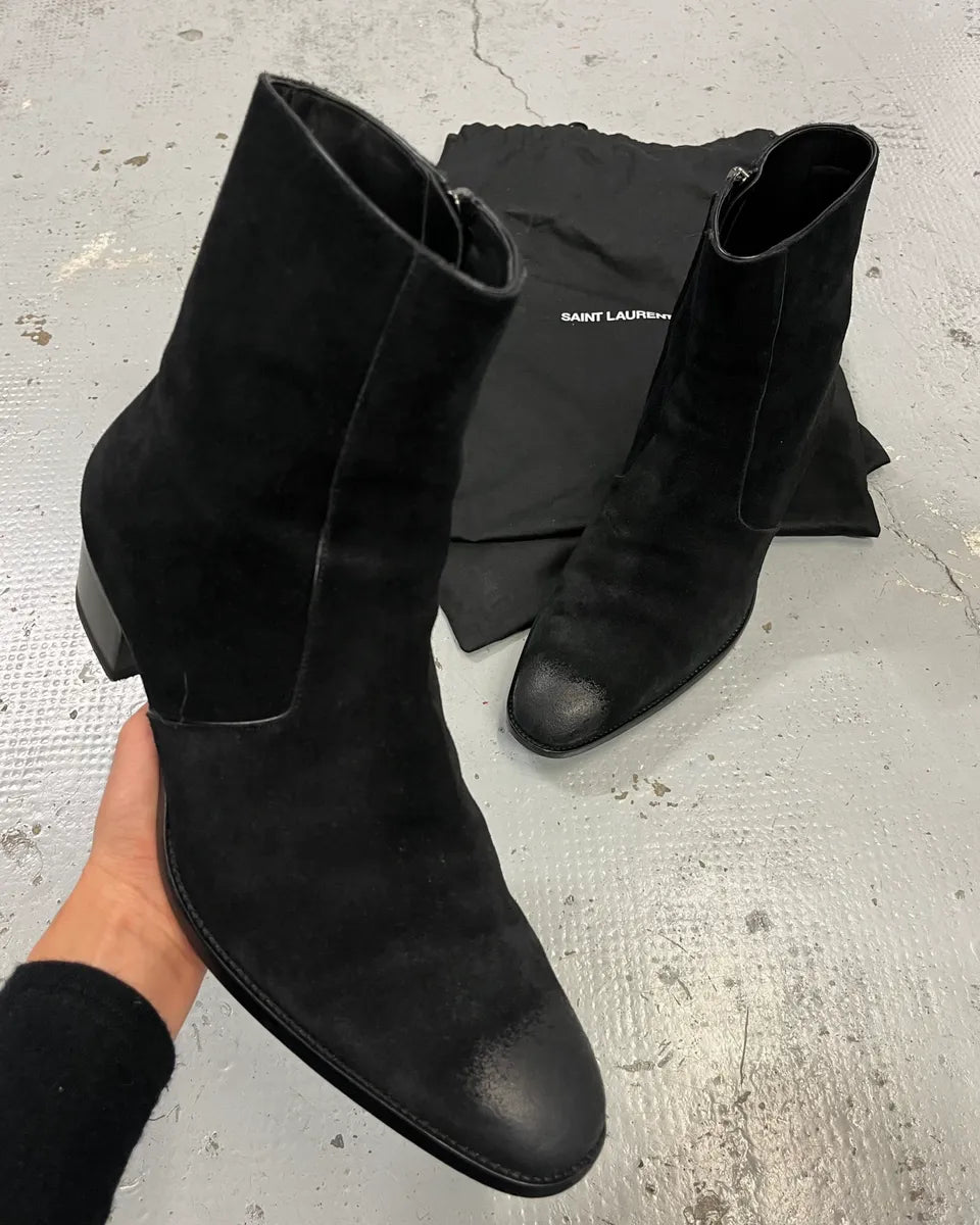 Saint Laurent Black Suede Leather Boots cuZsyIP 0