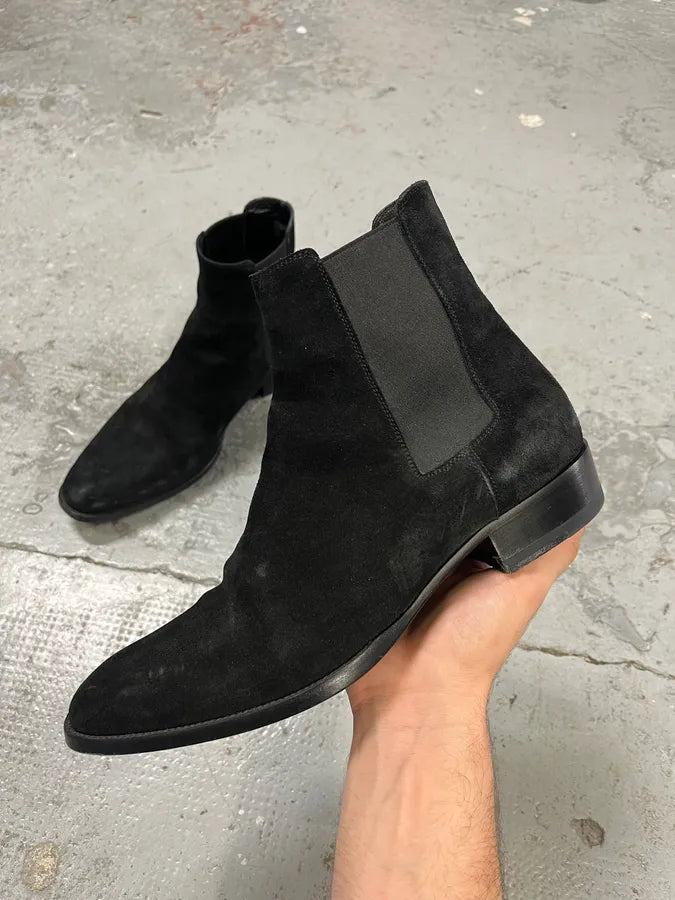 Saint Laurent Black Suede Leather Boots nIsIvOS 0