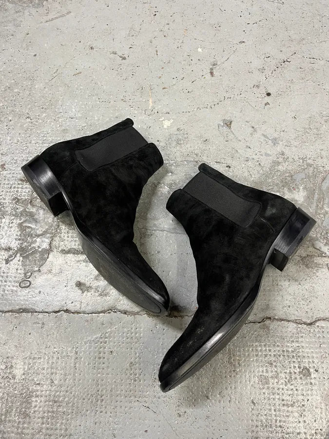 Saint Laurent Black Suede Leather Boots nIsIvOS 1