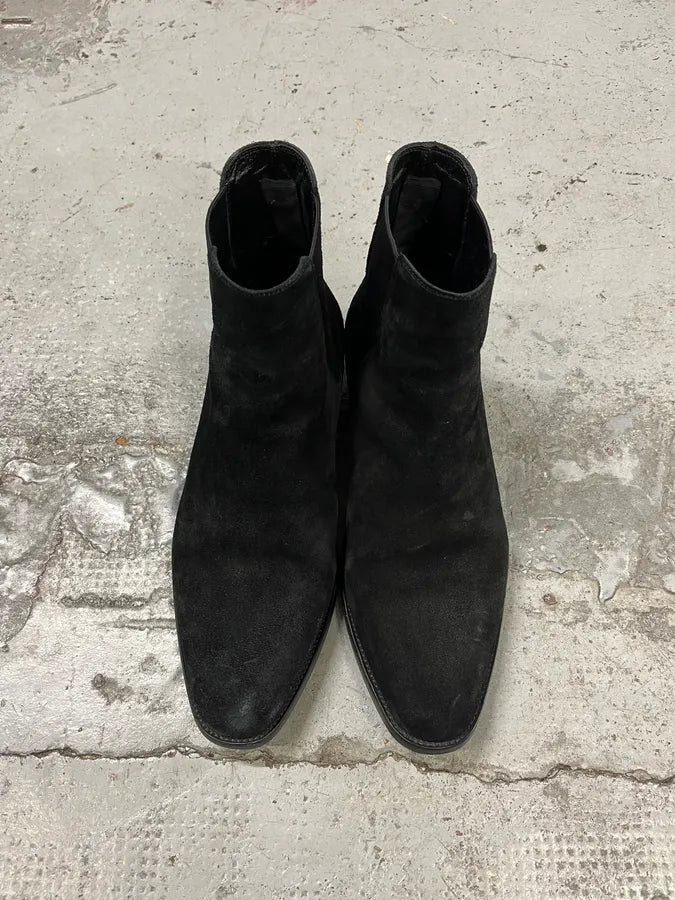 Saint Laurent Black Suede Leather Boots nIsIvOS 3