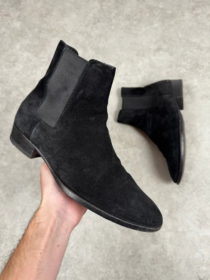 Saint Laurent Black Suede Leather Boots lPTjQVe 0