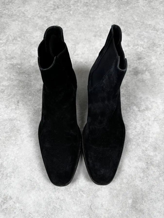 Saint Laurent Black Suede Leather Boots lPTjQVe 1