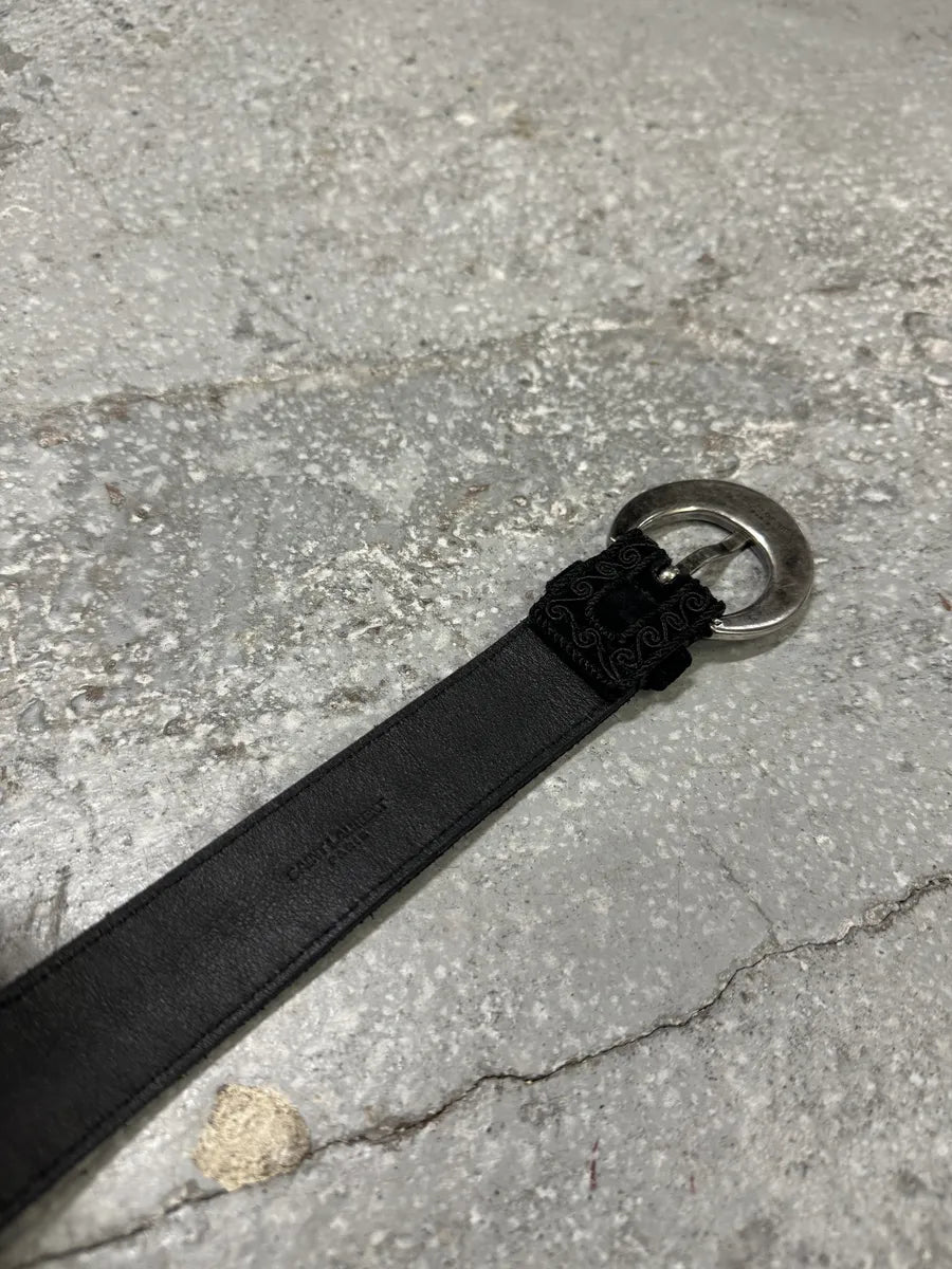 Saint Laurent Black Suede Leather Western Belt (OS) 3