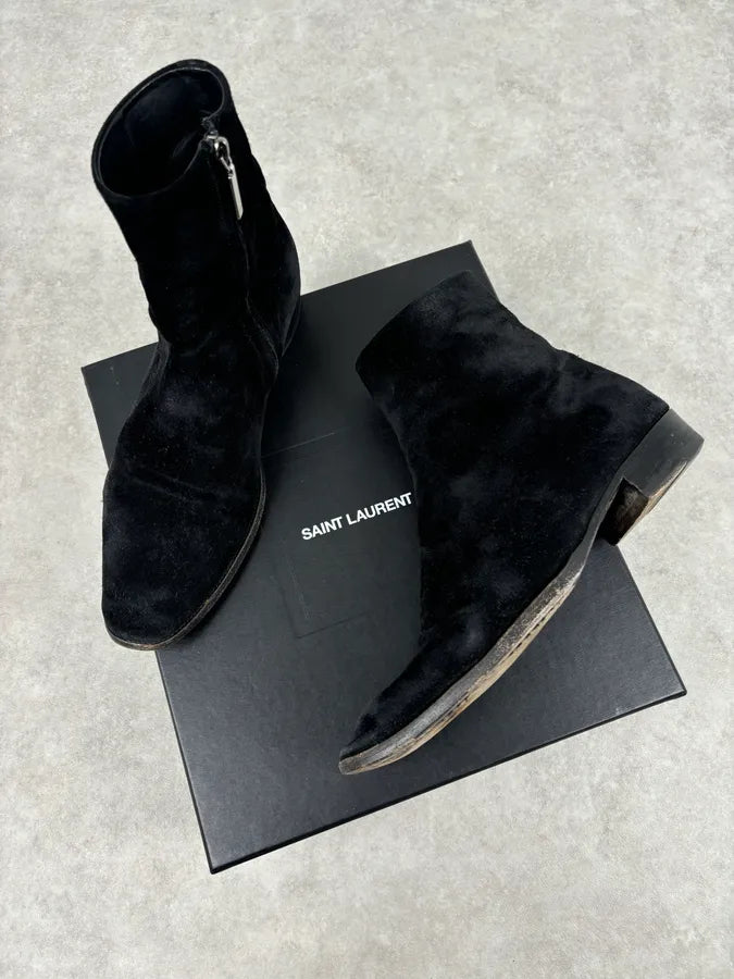 Saint Laurent Black Suede Wyatt Chelsea Boots LeLqzlJ 1