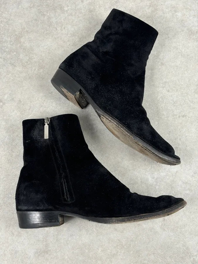 Saint Laurent Black Suede Wyatt Chelsea Boots LeLqzlJ 5