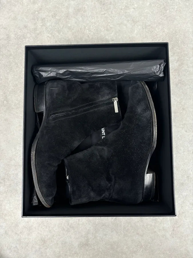 Saint Laurent Black Suede Wyatt Chelsea Boots LeLqzlJ 18