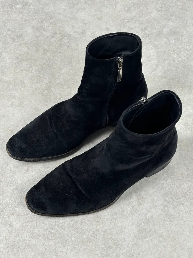 Saint Laurent Black Suede Wyatt Chelsea Boots LeLqzlJ 3