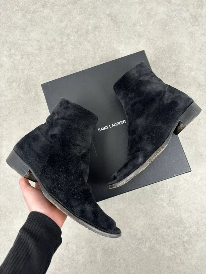 Saint Laurent Black Suede Wyatt Chelsea Boots LeLqzlJ 0