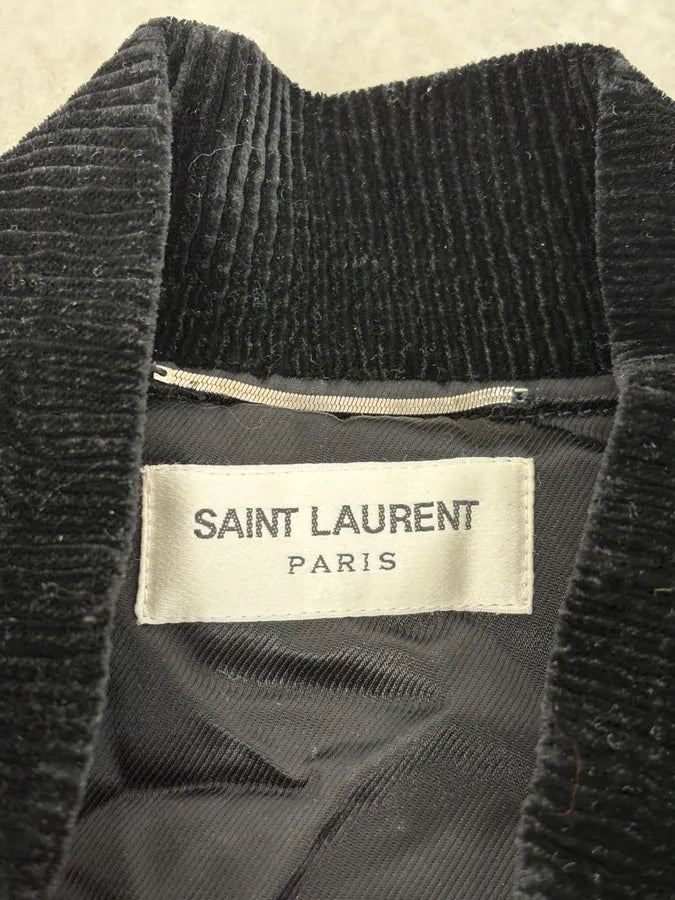 Saint Laurent Black Velvet Quilted Zigzag Bomber Jacket mUWXXae 9