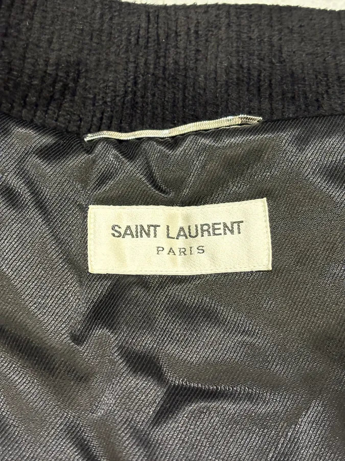 Saint Laurent Black Velvet Snakeskin Effect Armband Bomber Jacket yDysgwI 10