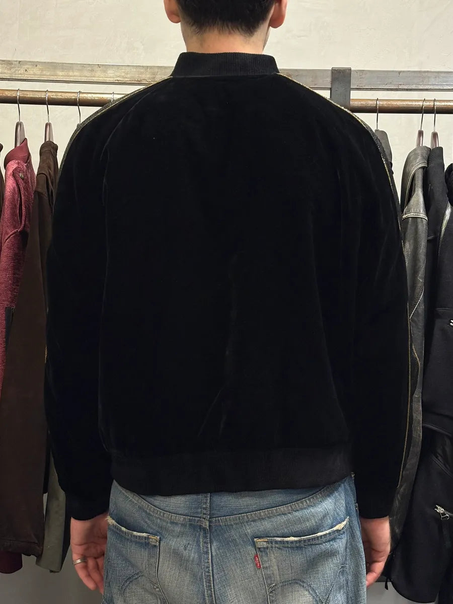 Saint Laurent Black Velvet Snakeskin Effect Armband Bomber Jacket yDysgwI 3