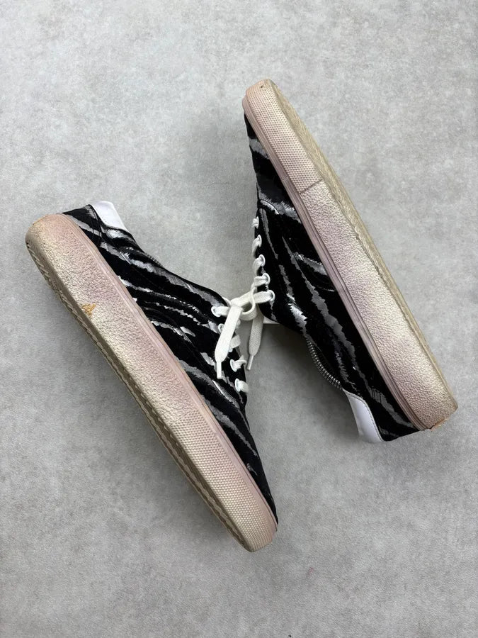 2010s Saint Laurent Black Zebra Stripe Low-Top Skate Sneakers CzWrlGK 5