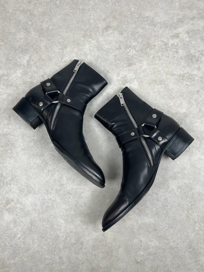 Saint Laurent Black Western Leather Buckle Biker Boots gzgwMVO 3