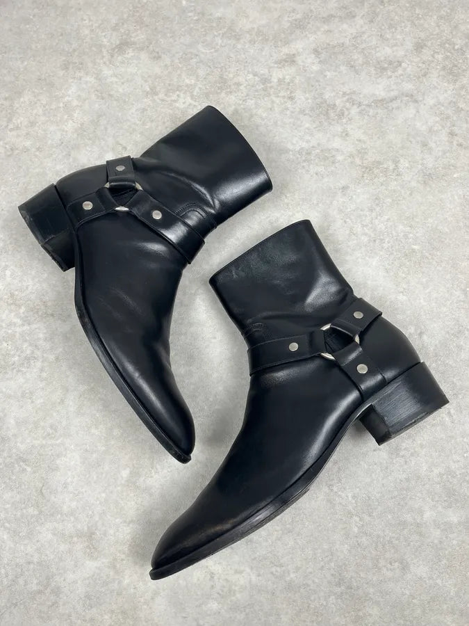 Saint Laurent Black Western Leather Buckle Biker Boots gzgwMVO 5