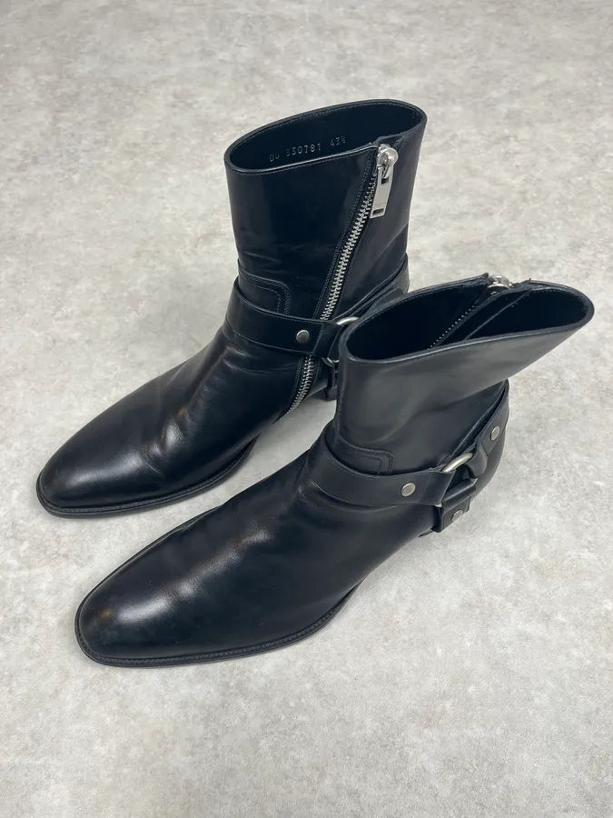 Saint Laurent Black Western Leather Buckle Biker Boots gzgwMVO 2