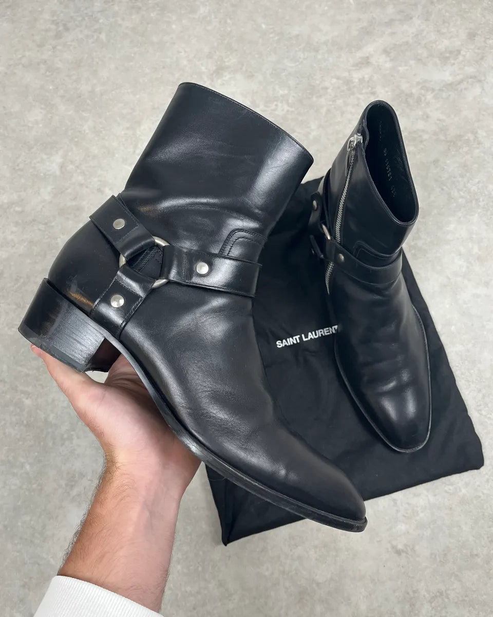 Saint Laurent Black Western Leather Buckle Biker Boots gzgwMVO 0