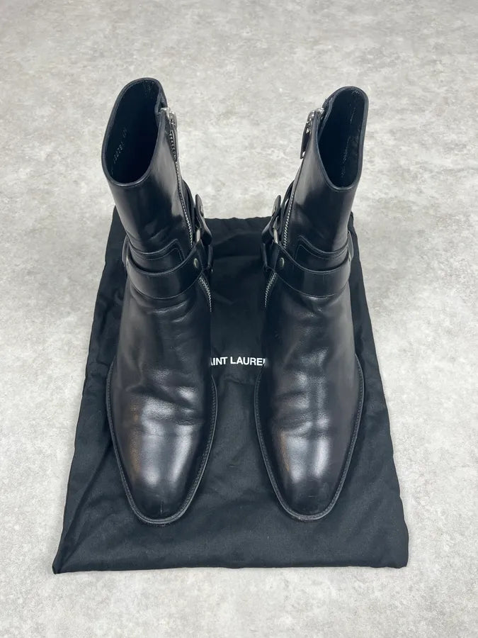 Saint Laurent Black Western Leather Buckle Biker Boots gzgwMVO 1