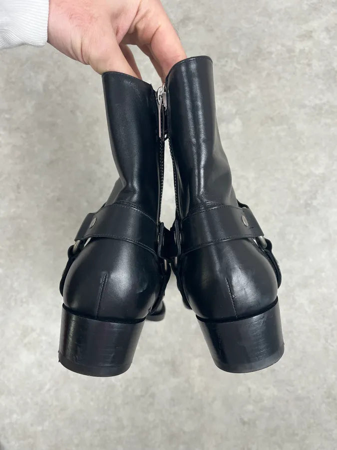 Saint Laurent Black Western Leather Buckle Biker Boots gzgwMVO 6