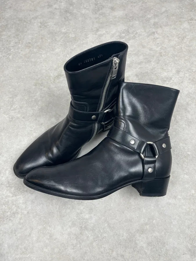 Saint Laurent Black Western Leather Buckle Biker Boots gzgwMVO 4