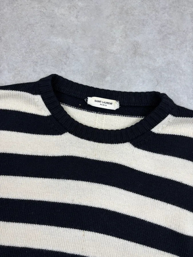 SS2013 Saint Laurent Black & White Striped Wool Sweater by Hedi Slimane ILuxVjK 3