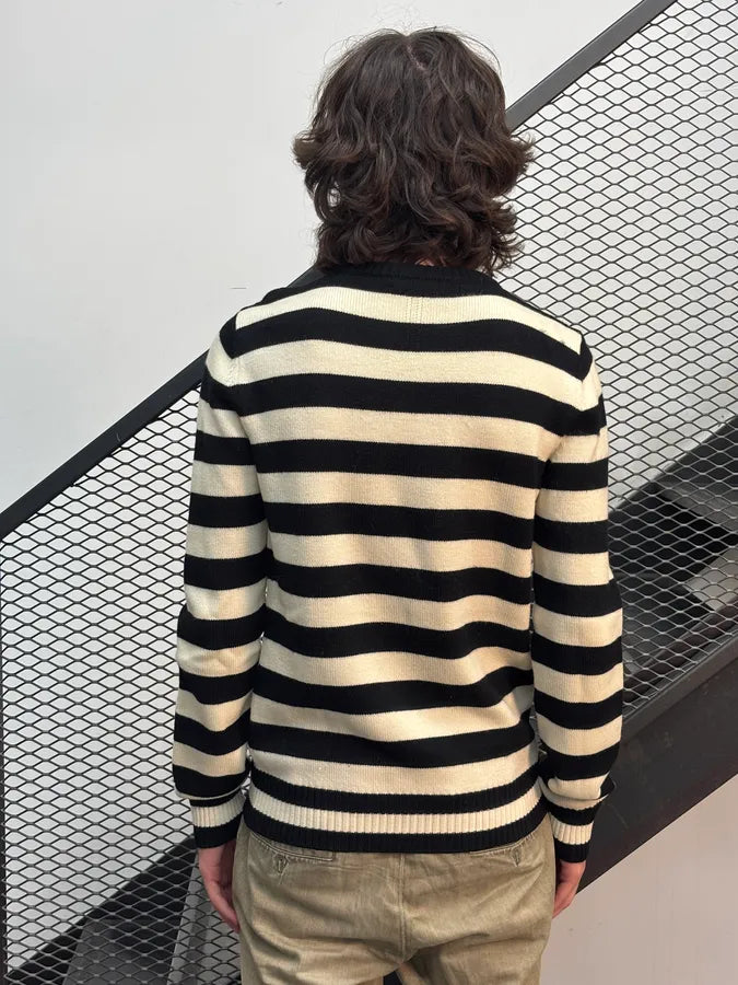 SS2013 Saint Laurent Black & White Striped Wool Sweater by Hedi Slimane ILuxVjK 2