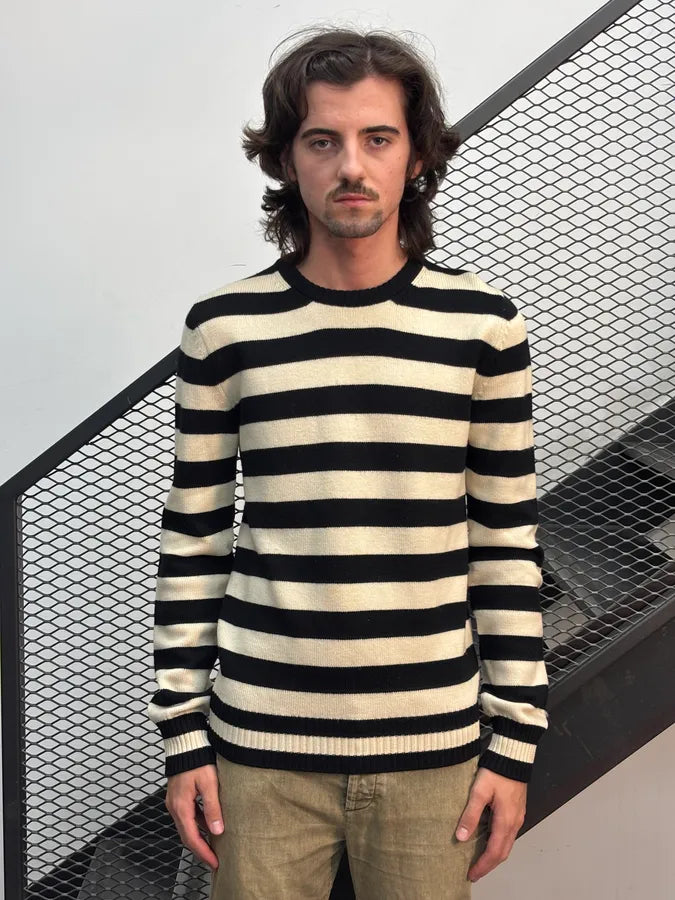 SS2013 Saint Laurent Black & White Striped Wool Sweater by Hedi Slimane ILuxVjK 1