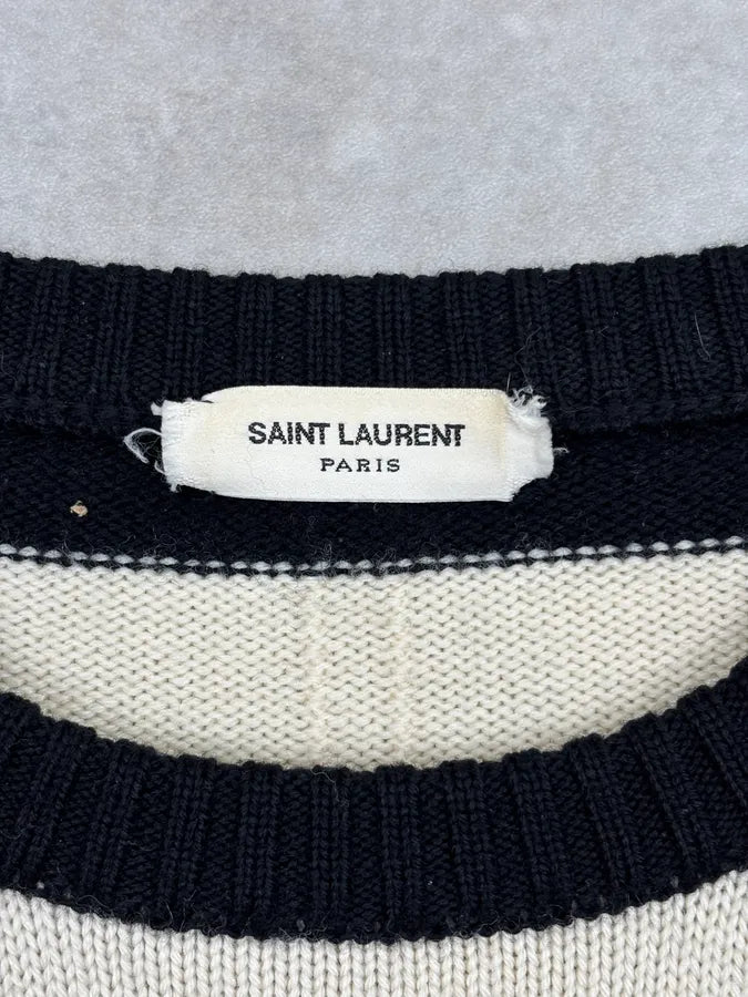 SS2013 Saint Laurent Black & White Striped Wool Sweater by Hedi Slimane ILuxVjK 9