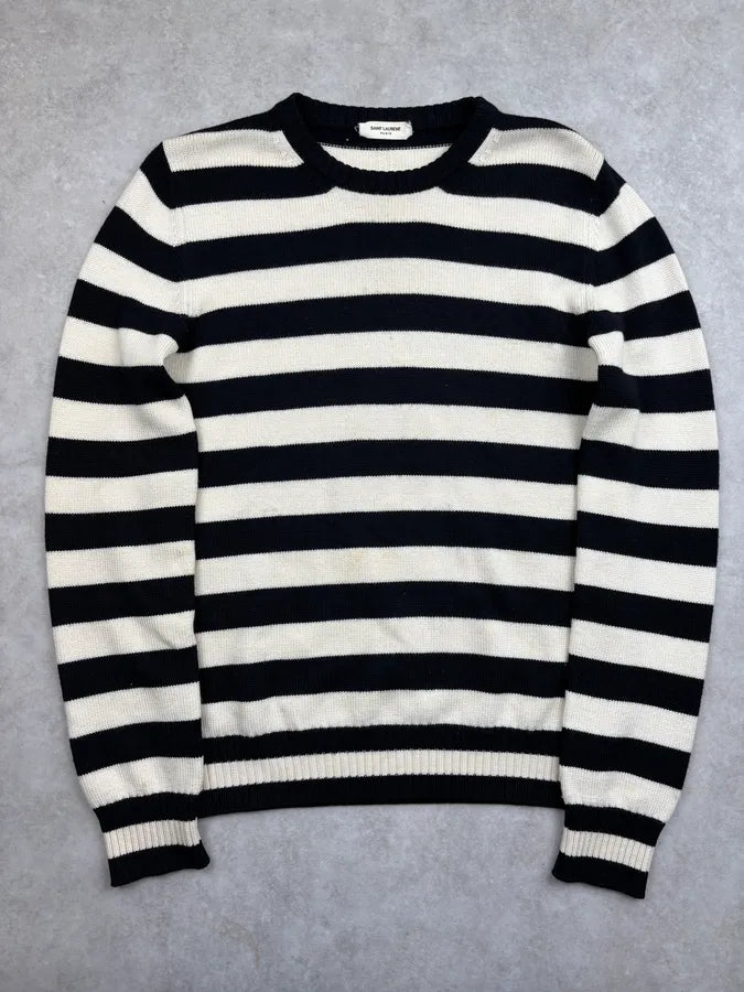 SS2013 Saint Laurent Black & White Striped Wool Sweater by Hedi Slimane ILuxVjK 0